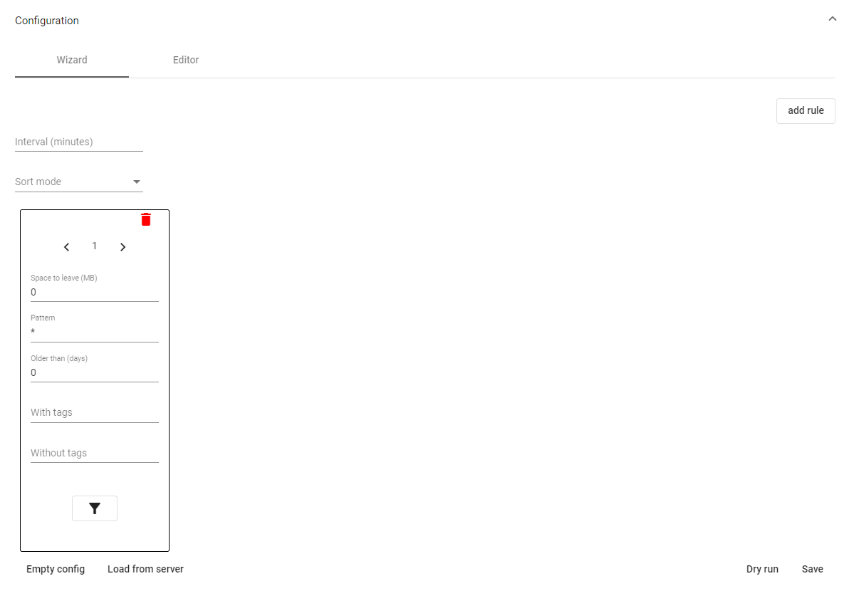 Configuration with active rule