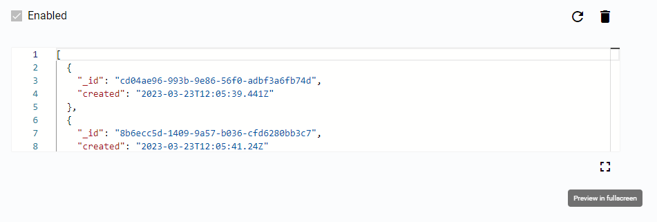 Preview in fullscreen button
