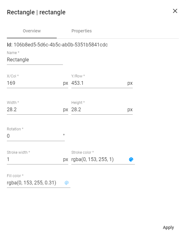 Shape details window