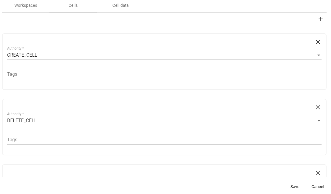 Manage access control rules to Cells